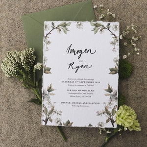Floral Wedding Invitation, Blue Flower Wedding Invitation, Botanical Wedding Invite, Hydrangea Wedding Invitation Set, Floral Wedding Invite image 1