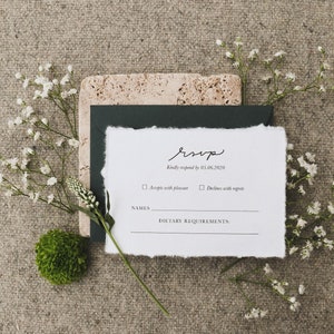 Botanical Sage-Green RSVP Eucalyptus Torn-Paper Wedding Suite Printed Floral Country Invitations Garden Greenery Artisan Stationery image 2