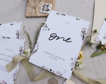 White Wildflower Boho Table number | Colourful Floral Wedding Invites | Rustic Barn Wedding Theme | Affordable Whimsical Wedding Stationery