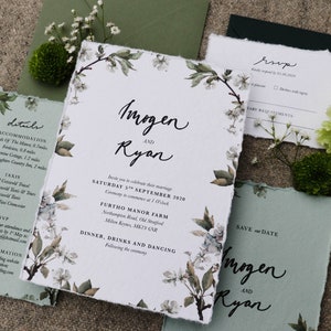 Floral Wedding Invitation, Blue Flower Wedding Invitation, Botanical Wedding Invite, Hydrangea Wedding Invitation Set, Floral Wedding Invite image 6