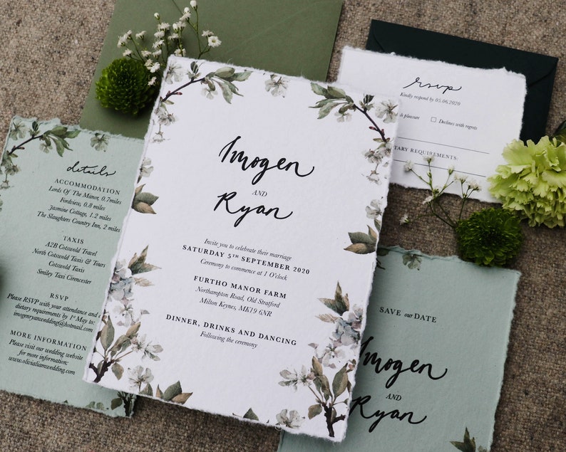Floral Wedding Invitation, Blue Flower Wedding Invitation, Botanical Wedding Invite, Hydrangea Wedding Invitation Set, Floral Wedding Invite image 6