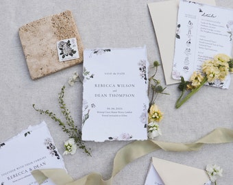 White Wildflower Boho Save the Date Cards | Colourful Floral Wedding Invites | Rustic Barn Wedding Theme | Affordable Wedding Stationery