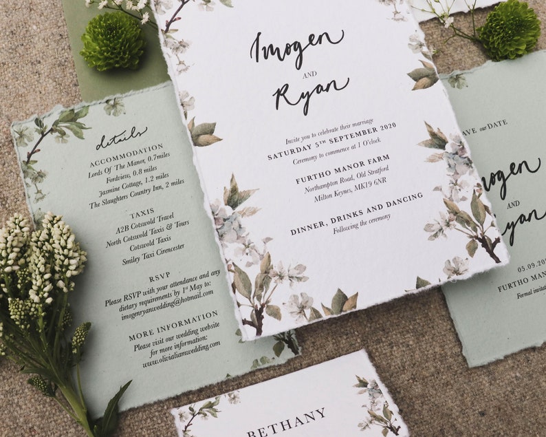 Floral Wedding Invitation, Blue Flower Wedding Invitation, Botanical Wedding Invite, Hydrangea Wedding Invitation Set, Floral Wedding Invite image 5