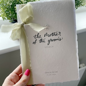 Hochzeitsgelübde | 1er oder 2er Set | Schreiben Sie Ihre eigene Nachricht | Personalisierte moderne Minimal Ribbon Hochzeit Speech Buch