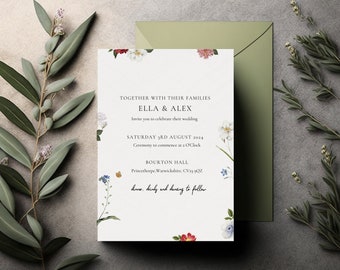 Wildflower Wedding Template, Printable Save The Date Card, Save The Day Invites, Save Our Date Template, Save The Date Cards, Editable