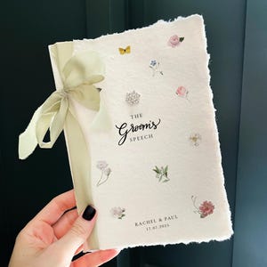 Carnet de discours pour le marié | Lot de 1 | Rédigez votre propre discours | Livre de vœux de mariage personnalisé moderne avec ruban minimaliste