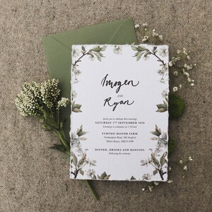 Floral Wedding Invitation, Blue Flower Wedding Invitation, Botanical Wedding Invite, Hydrangea Wedding Invitation Set, Floral Wedding Invite image 3