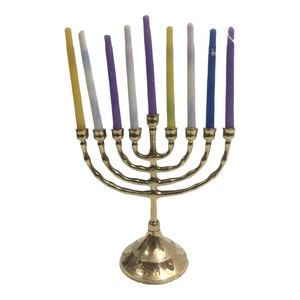 Chanukiah Hanukkah Hanukkiah Chanukahs Hanukkah Hamukkia menorah 6.5" Inch Height 9 Branches Brass copper