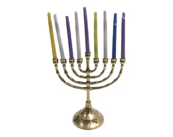 Hanukkah Hamukkia menorah 6.5" Inch Height 9 Branches Brass copper