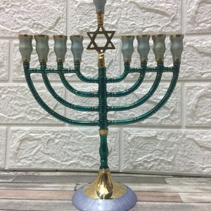 Hanukkah Menorah 9 Branch Lamp in Elegant New Design Judaica Art Star of david