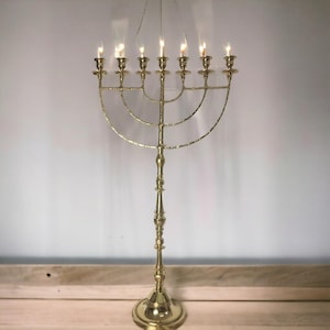 Big Authentic Temple Oil Menorah Menora brass Candle Holder from Jerusalem Israel 39'' / 98cm EMS Express ship