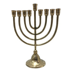 Hanukkah Hamukkia menorah 10" Inch Height 9 branch gold Branches Brass copper