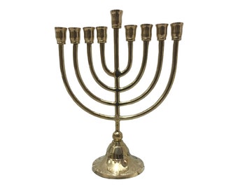 Hanoucca Hamukkia menorah 25,4 cm (10 po.) de hauteur 9 branches or Branches laiton cuivre