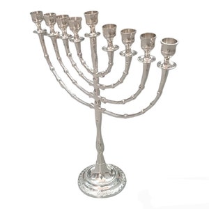 Chanukiah Hanukkah Hanukkiah Chanukahs Hanukkah Menorah 9 branch 16"  40cm Menorah Chanukah brass Nickel plated - Jewish Judaica Gift