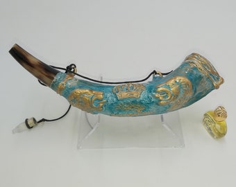 Anointing Oil Kudu Horn Shofar: Jerusalem Lion Design, Prayer Gift Set