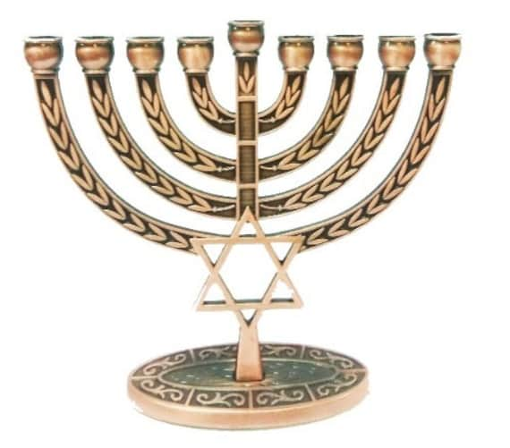 Hanukkah Menorah 9 Branch Lamp in Elegant New Design Judaica Art