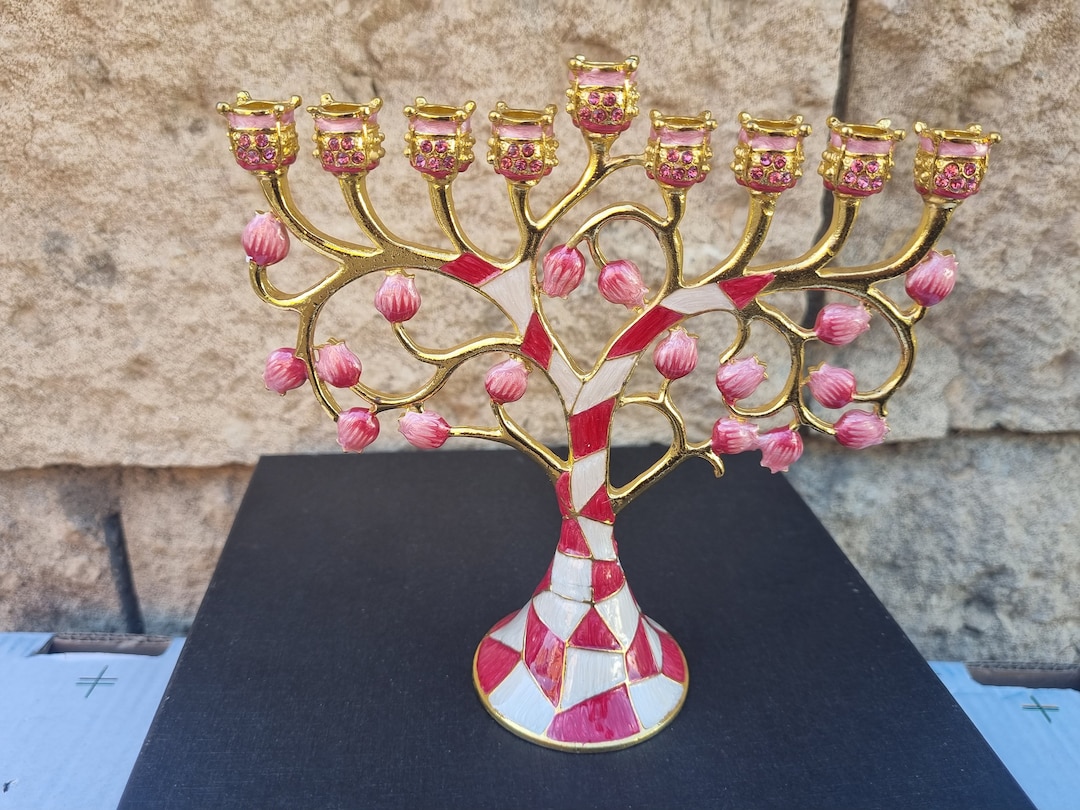 Hanukkah Menorah Pomegranate Design 9 Branches Branch Chanukah Etsy Australia
