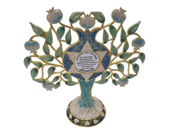 BLESS THE HOME Jewish Home Blessing Tree of Life Birkat Habayit  English Judaica Prayer Art Home Protection Symbol pomegranate Jerusalem