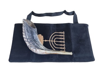 Kosher Ram's Horn Shofar with Velvet Bag: Rosh Hashanah Judaica Gift