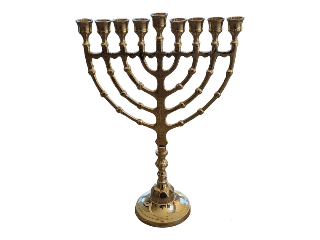 Hanukkah Menorah Design 9 Branches Brass Chanukah Candle Etsy
