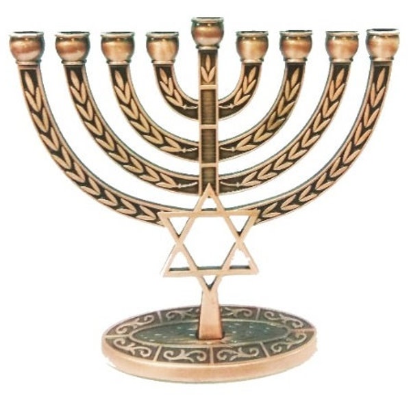 Hanukkah Menorah 9 Branch Lamp in Elegant New Design Judaica Art Star of david