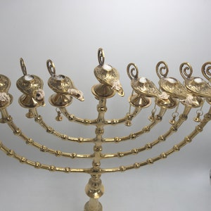 Hanukkah Hamukkia Oil menorah 22 Inch Height Aladdin ladin 9 Branches Brass copper image 3