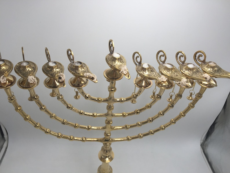 Hanukkah Hamukkia Oil Menorah 22 Inch Height Aladdin Ladin 9 Etsy