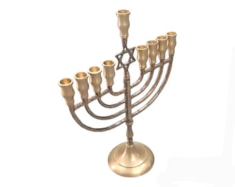 Hanukkah 10.5" Menorah 9 Branch Lamp in Elegant New Design Judaica Art Star of david