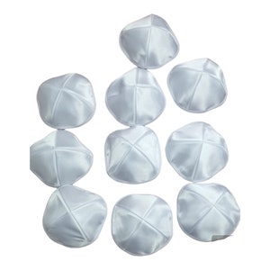 10 X Kippah Kippot Kipa Jewish Judaica Satin kippah Yarmulke Yamaka Kippa White image 1