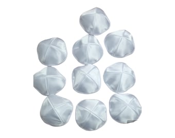 10 weiße Satin Kippahs: Jüdische Kippa