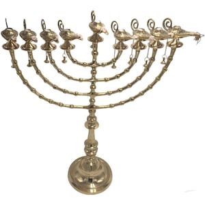 Hanukkah Hamukkia Oil menorah 22 Inch Height Aladdin ladin 9 Branches Brass copper image 4