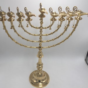 Hanukkah Hamukkia Oil menorah 22 Inch Height Aladdin ladin 9 Branches Brass copper image 2