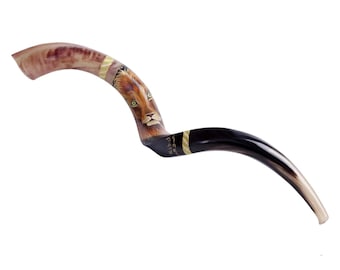 Sale for shofar Yemenite Horn Extra Large 40-42" Painted Kudu Jerusalem lion of Judah + Bag From Israel