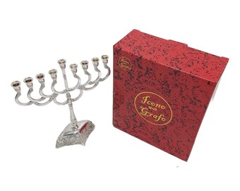 Hanukkah Menorah 9 branch 7 Inch - Modern Contemporary Menorah Chanukah Chanukia  metal - Jewish Judaica Gift