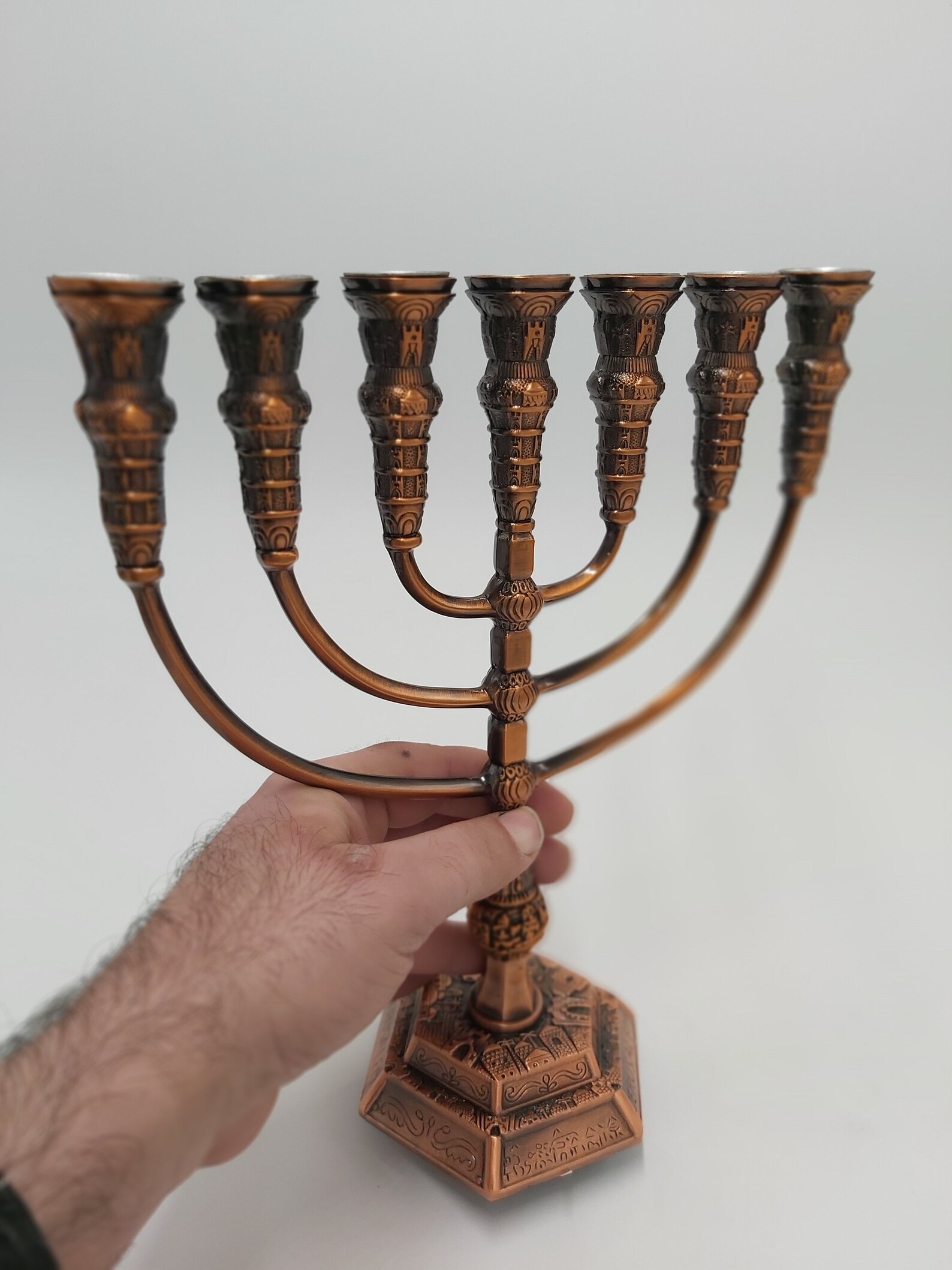 Menorah Jerusalem Temple 11 Inch Height 28 Cm 7 Branches Brass Etsy