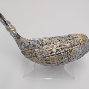 Unico Shofar da parete di Gerusalemme con supporto / Shofar Kudu in ceramica dipinto a mano / Decorazione spirituale per la casa / Regalo ebraico da Israele