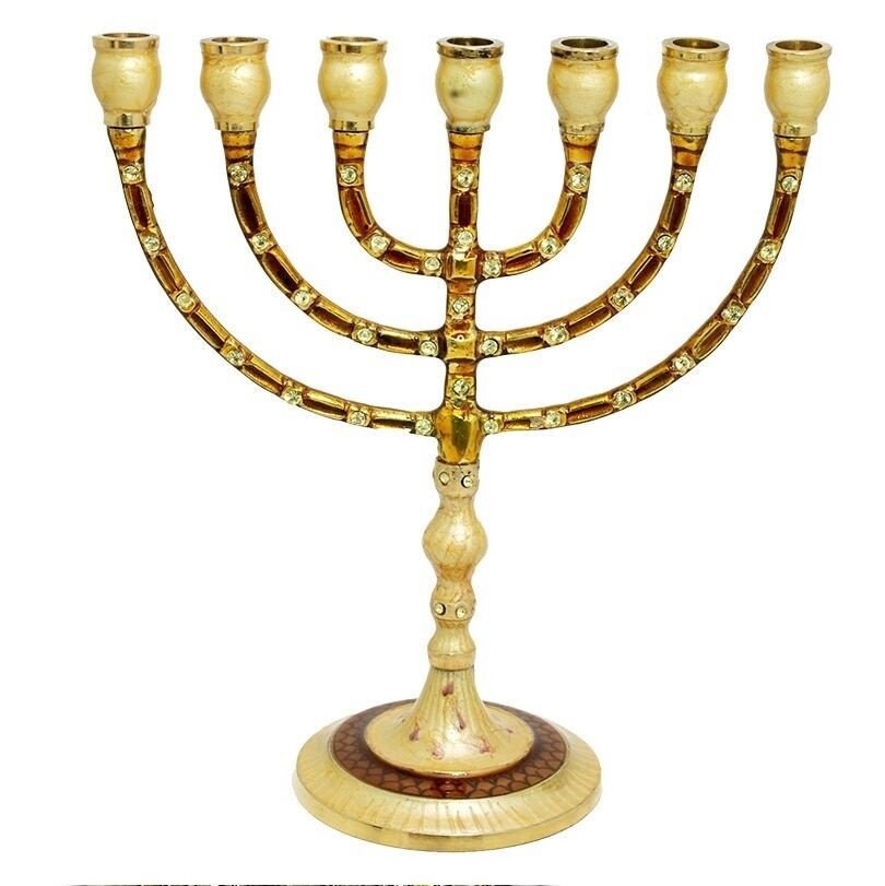 Brass Copper & Enamel Israel Candle Holder 10 Menorah Etsy