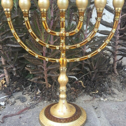 Menorah 7 Branch,Heavy Weight Brass Copper 12in, From The Holyland