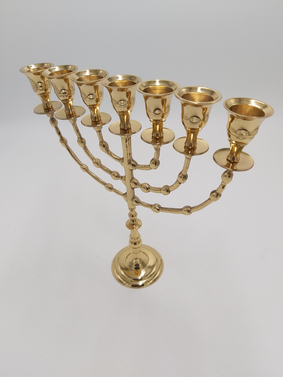 Menorah 7 Seven Branches Menora 10.5 Inches 27cm Height Brass Copper