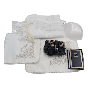 Complete Kosher Tefillin & Tallit Prayer Set for Left-Handed | Behema Daka, Computer Verified Scrolls | With Siddur