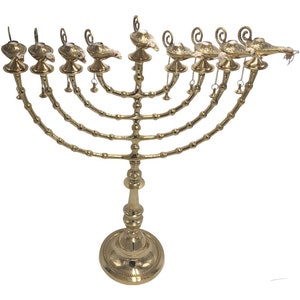 Hanukkah Hamukkia Oil menorah 22 Inch Height Aladdin ladin 9 Branches Brass copper image 6