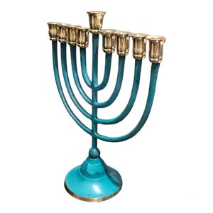 Chanukiah Hanukkah Hanukkiah Chanukahs Menorah 9 branch 10 Inch - Modern Contemporary Menorah Chanukah Chanukia Brass - Jewish Judaica Gift