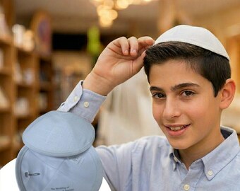 Personalized white Satin Kippot Kippah – Custom Hebrew/English Yarmulkes for Bar Mitzvah, Weddings