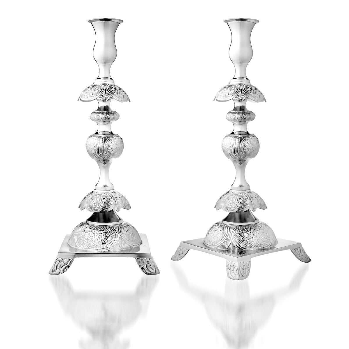 Tall Elegant Silver Plated Brass Shabbat Candlesticks With Ornate Design - Pair of 2 - Etsy