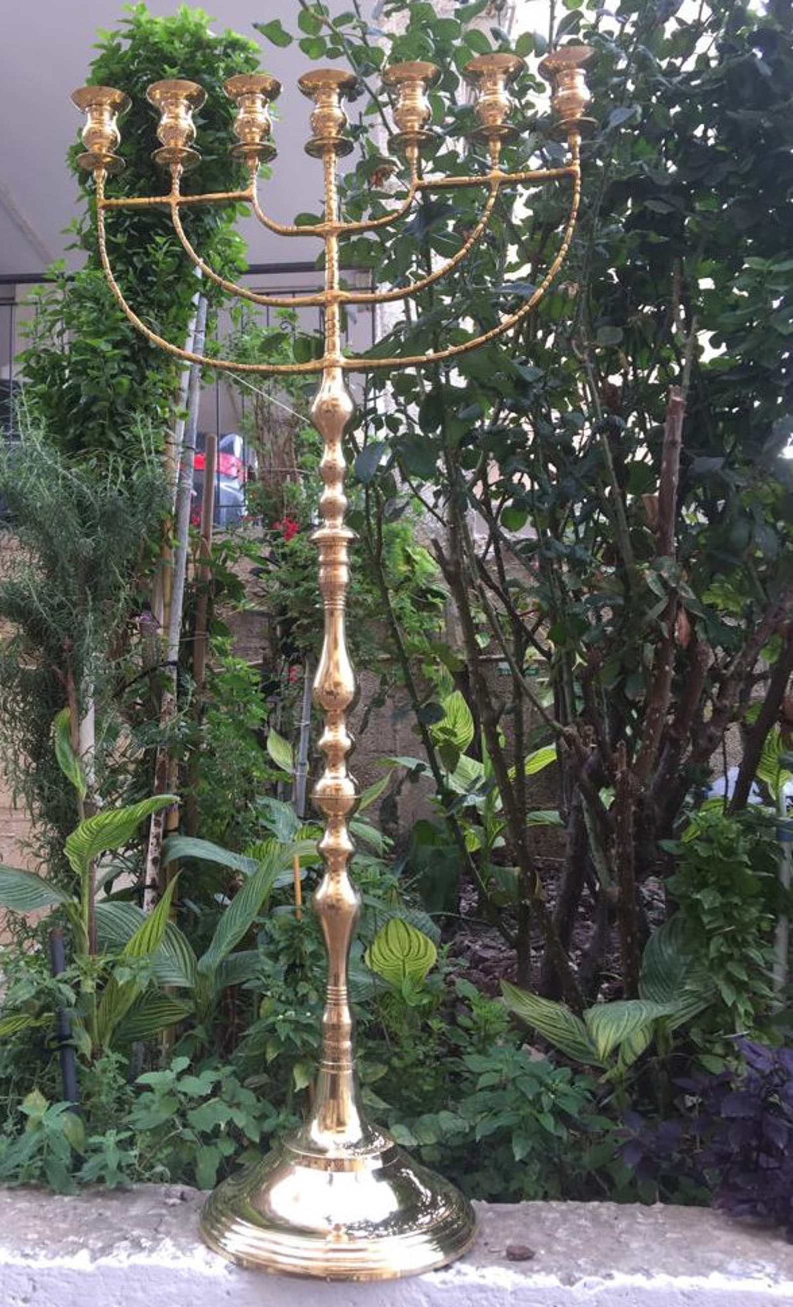 Huge Temple Menorah Menora in Gold Plated From Holy Land Etsy