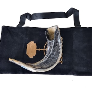 Authentic Ram&#39;s Ram Horn Shofar with Carrying Bag | 12-14&quot; Kosher Shofar | Made in Israel | Jewish & Messianic Gift | Rosh Hashanah
