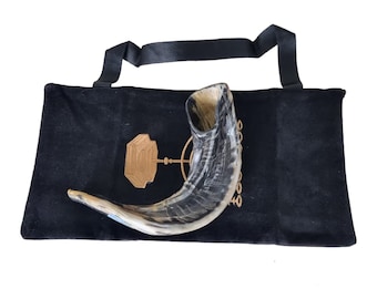 Kosher Ram's Horn Shofar (12-14") with Velvet Bag - Made in Israel