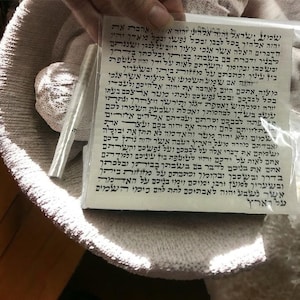 Koosjere mezoeza-rol (Klaf) - authentiek handgeschreven perkament - uitgerold 7 cm 2,75"