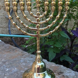 Hanukkah Hamukkia menorah 7.5 Inch Height 9 Branches Brass copper image 6
