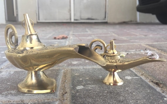 SET 2 Aladdin Genie Oil Brass Amazing Lamp Lamps 100% Authentic